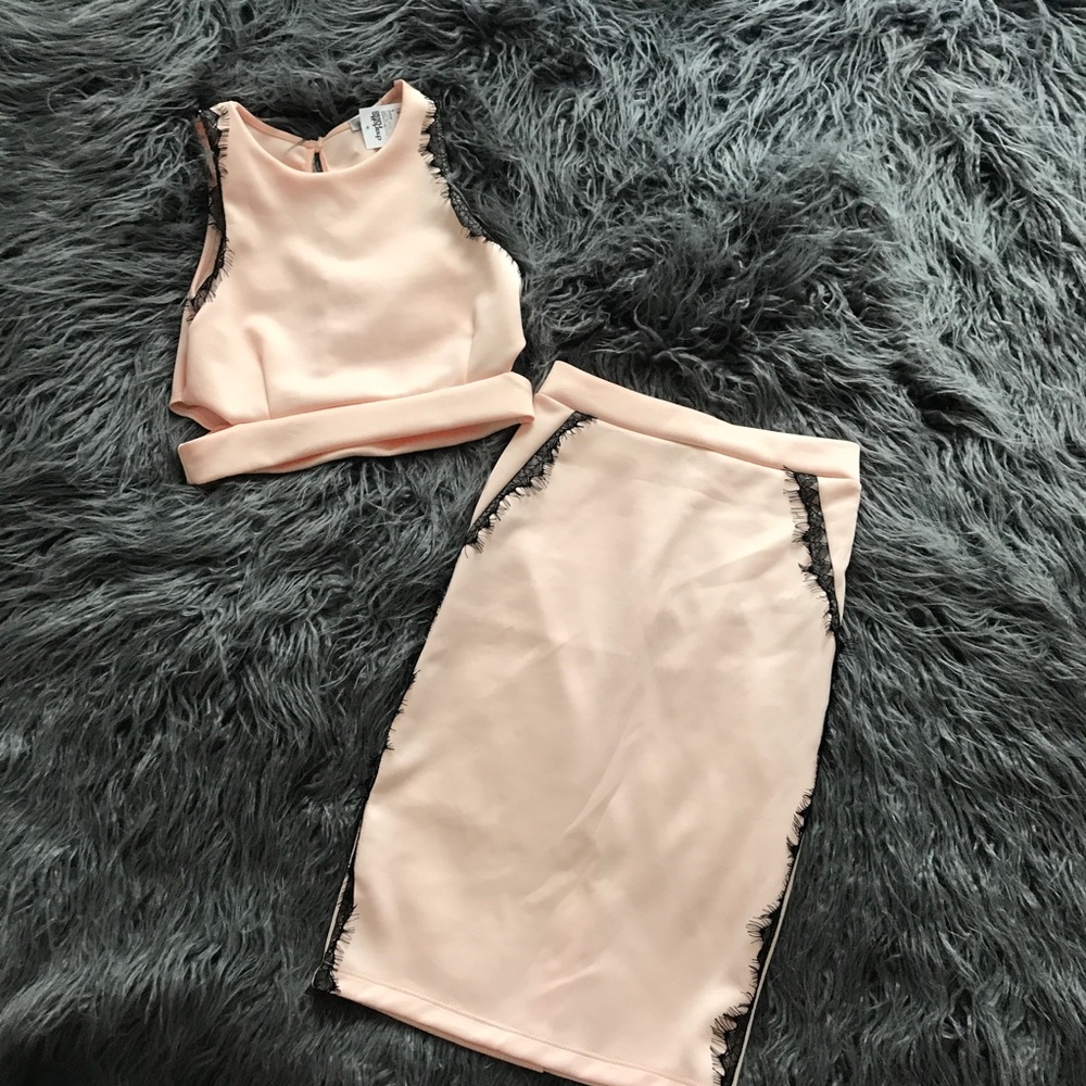 Light pink w/ lace two piece set!